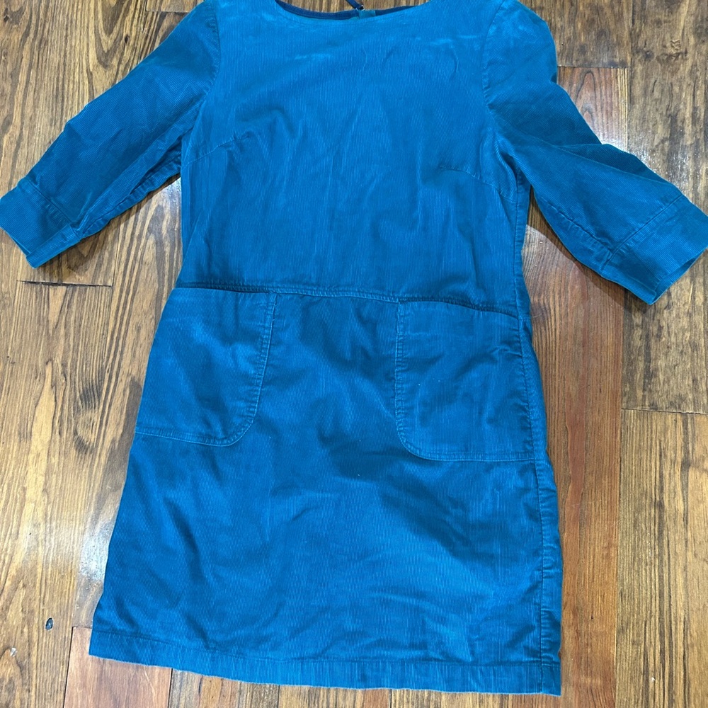 Boden corduroy peacock shift with visible zipper